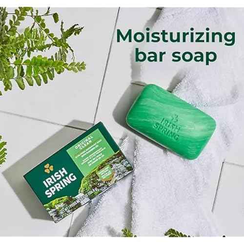 2-Pack Deodorant Irish Bar Soap, Mild for skin, 12 hours small fresh, Spring Soap for Washing Face,Body,Hand, 4oz each (total 8 oz) + 1 Shower Sponge for Irish Spring Bar soap.