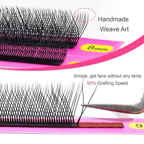 TDANCE YY Lash Extensions Premade Volume Eyelash Fans YY Lashes Matte Black W Lashes Extensions(W-6D-0.07-C,8-15 mm)