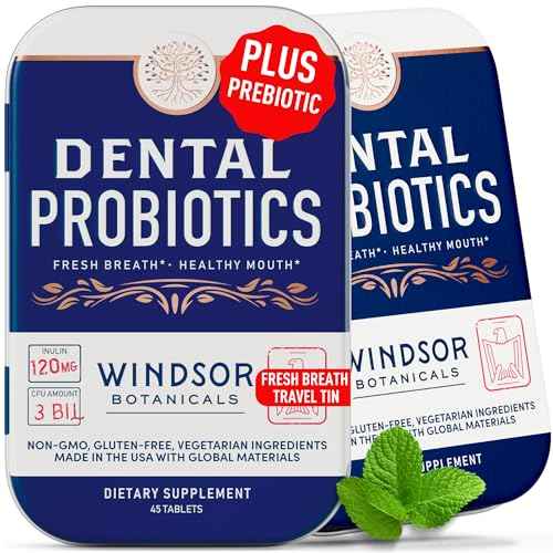 Dental Probiotics for Teeth and Gums - Oral Probiotics for Mouth Bad Breath - 3BN CFU Lactobacillus Salivarius Tablets Paracasei Rhamnosus Streptococcus - 90 Chewable Dental Probiotic in Travel Tins