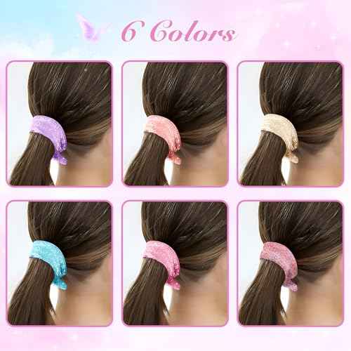 24pcs Colorful Elastic Hair Bands with Thanks Shimmer Cards Gift for Fans Women Birthday Party favors