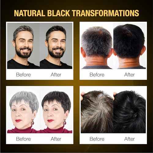 ABERA Hair Dye Shampoo, Black Hair Color for Grey Hair Coverage for Women and Men, One-wash Hair Blackening Treatment with Natural Dark Color (10.1 Fl. Oz.)