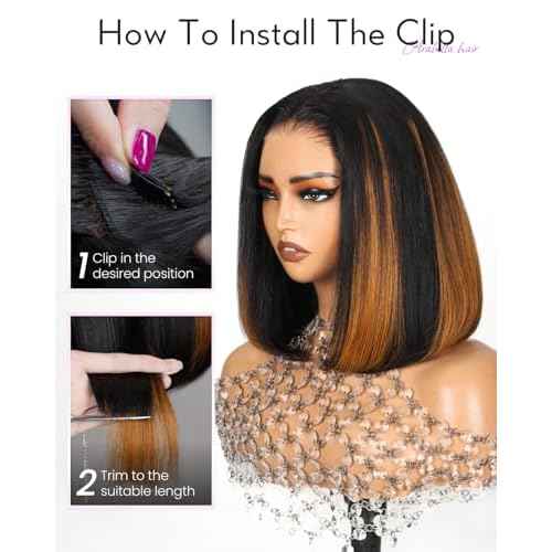 Arabella Hair Wear and Go Glueless Bob Wig Human Hair with 100g 4 pcs Brown Hair Clips 12inch 6x6 HD Lace Front Bob Wigs for Black Women Pre Cut Pre Plucked Pre Bleached Knots
