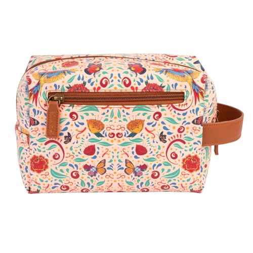 Grupo Erik Frida Kahlo Cosmetic Case | Flower Hanging Toiletry Bag, Waterproof PU Case, Travel Makeup Bag, Travel Toiletry Bag, Frida Kahlo Bag