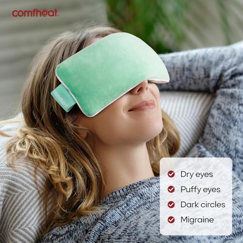 Unscented Weighted Eye Pillow - Soft Plush Removable Cover, Moist Heat & Cold Therapy, Natural Aromatherapy Eye Compress Pillow for Relaxation, Yoga, Meditation, and Sleep, Green