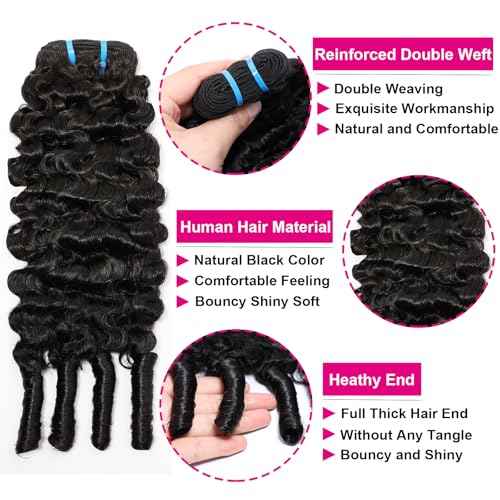 Lemoda Burmese Curly Bundles Human Hair 16 16 16 Inch 100% Unprocessed Virgin Weave 3 Bundles Real Human Hair Extensions 14A Raw Burmese Curly Human Hair Bundles for Black Women Natural Black