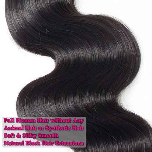 12A Human Hair Bundles 100g Body Wave Bundles Human Hair Extensions 18 Inch Brazilian Virgin Body Wave 1 Piece Deal Unprocessed Brazilian Quick Weave Extensions Natural Black