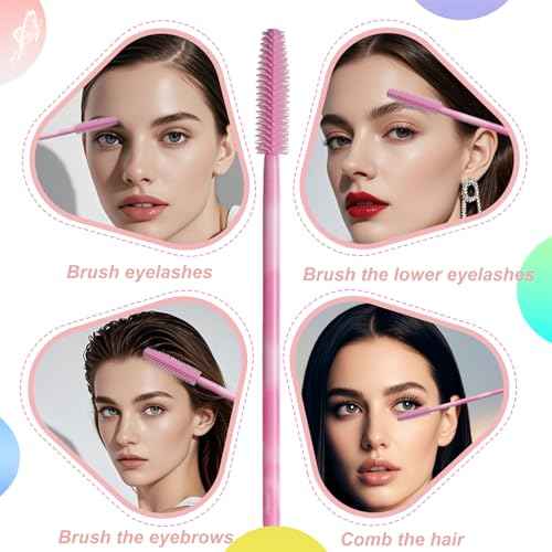 Upgrade Silicone Mascara Wands, Disposable Mascara Wand, Silicone Spoolies, Soft Lash Spoolies Brush for Eyelash Extensions, Lift and Brow Two-toned Pole(50Pcs)
