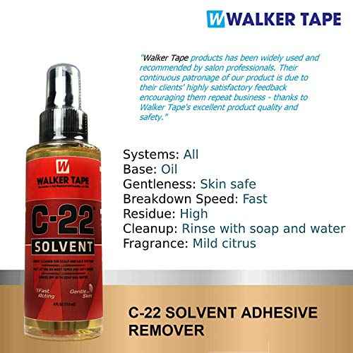 Walker Tape Ultra Hold Hair System Adhesive 3.4oz & 4oz C22 Citrus Solvent Wig Glue Remover w/Brush Saver Bundle Pack