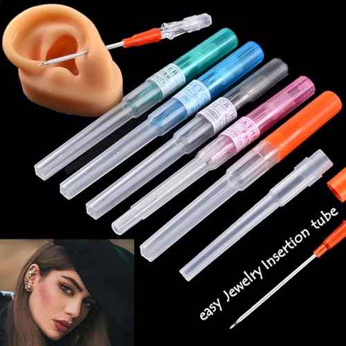 Catheter Piercing Mixed 10Pcs IV Catheter Piercing 14G 16G 18G 20G 22G Ear Nose Piercing Catheter Hollow for Lip Tongue Belly Cartilage Piercing Kit Piercing Supplies