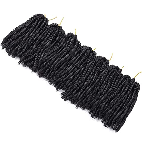 7 Packs Spring Twist Braiding Hair Spring Twists Bomb Twist Hair Synthetic Fiber Fluffy Twist Crochet Braids Low Temperature Fiber Crochet Hair for Women Braiding Hair(8inch,1B)