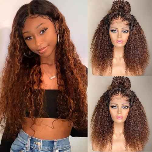 4X1 Lace Frontal Wig 30# Jerry Curly Wave Wigs Human Hair 200% Density 26 Inch Real Curly Wave Wigs Human Hair Pre Plucked For Black Women