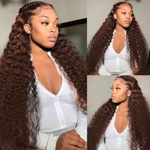 Brown Bundles Dark Brown Human Hair Bundle #4 Deep Wave Bundles 24 26 28 inch #4 Deep Wave Bundle Human Hair Extensions