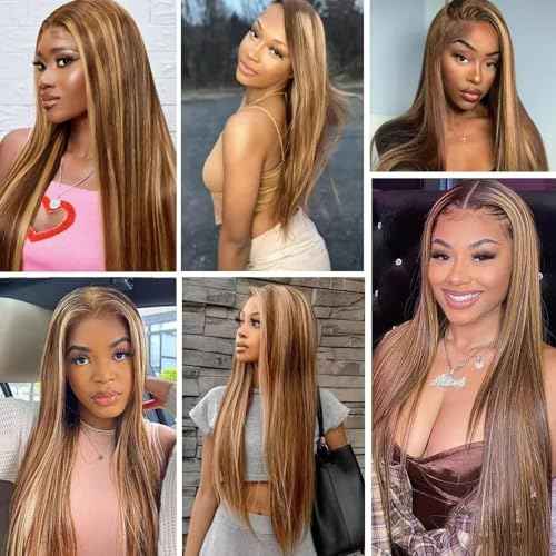 P427 Highlight Blonde Bundles Human Hair Brown Straight 3 Bundles 32 32 32 Inch Unprocessed Brazilian Virgin Honey Blonde Straight Bundle Human Hair Extensions