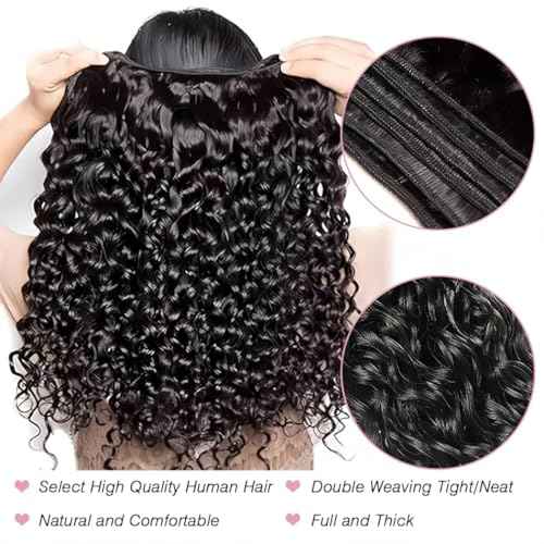 Human Hair Bundles Water Wave 12A Brazilian Virgin Curly Bundles Human Hair 16 18 20 22 Inch 100% Unprocessed Hair Natural Black Color