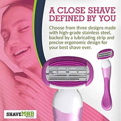 ShaveMOB 3-Blade Women's Razor Kit (Flex Head Handle + 24 Refills) - The Practical Shaving Kit