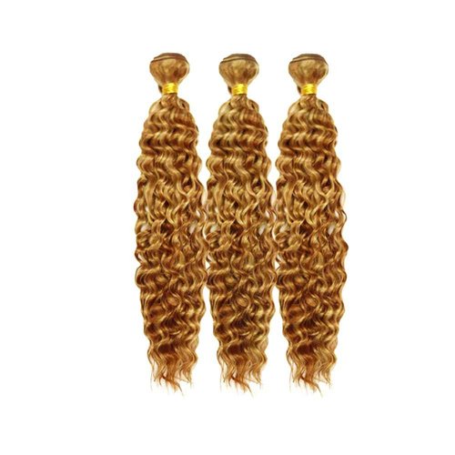 HuxoWax 27 Human Hair Bundles P27/30 Deep Wave Bundle Honey Blonde Bundle 22 24 26 Inch Brazilian Unprocessed Virgin Hair 3 Bundles