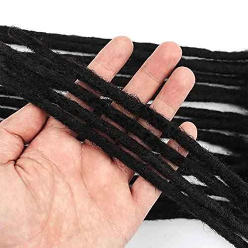 Loc Extension Human Hair 18 Inch 30 Strands Human Hair Loc Extensions Permanent Dreadlock Extensions for Women Men (Width 0.8cm #1B)