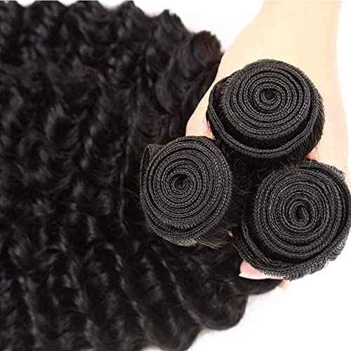 Deep Wave Bundles Human Hair #1B Deep Wave Bundles 16 18 20 inch Human Hair Bundle Wet and Wavy Bundle 300g
