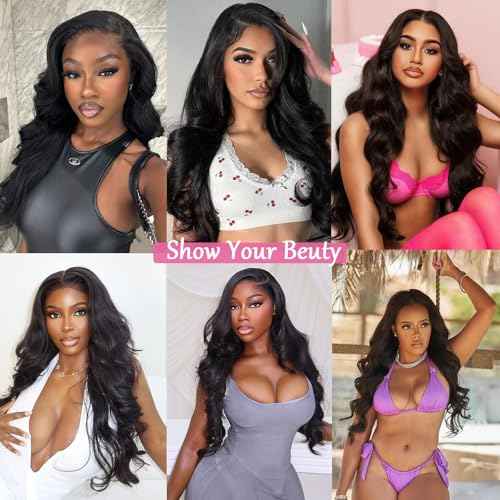 13x6 Lace Front Wigs Human Hair 180 Density Body Wave HD Lace Frontal Wigs Pre Plucked with Baby Hair Glueless Wig for Women 24Inch