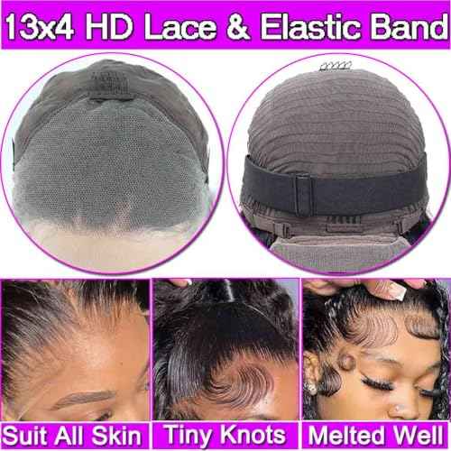 13x4 Water Wave Wigs for Black Women Human Hair Lace Front Wigs Pre Plucked with Baby Hair Wet and Wavy Brazilian Virgin Curly HD Lace Frontal Wig 180 Density (26 Inch)