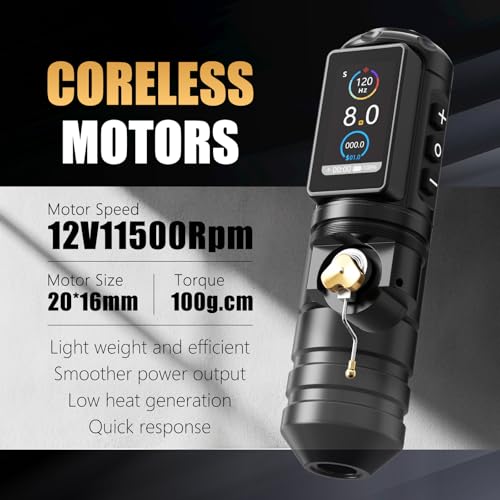 Ambition Ninja Pro Tattoo Machine with Coreless Motor - Rotary Cartridge Tattoo Pen with 2000mAh Power Supply for Professionals and Beginners Tattoo Artists