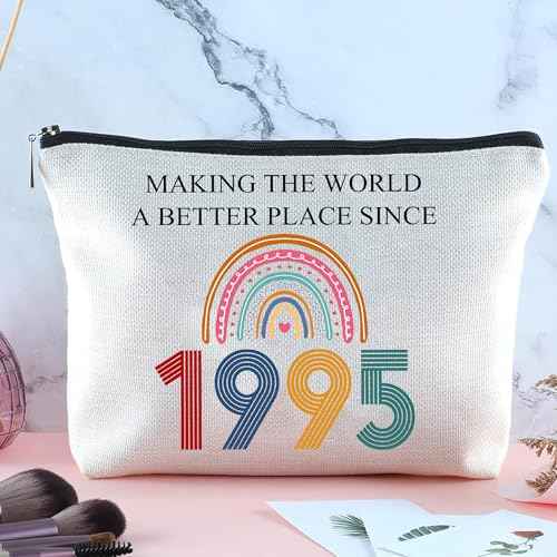 30th Birthday Gifts For Her, Women - Gifts for 30th Birthday - Mothers Day Bags For Woman - 30 th Bday Decorations For Sister, Female, Friends - 1995 Canvas Makeup Bag - Turning 30 th Gift