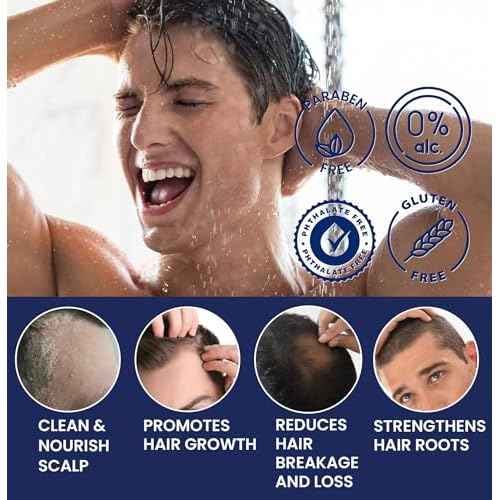 Biotin Hair Growth Shampoo for Men: Natural Thickening Shampoo with Tea Tree Oil Ginseng Mint for Hair Loss and Thinning Hair - 2 Packs