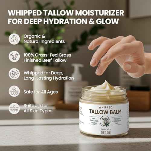 Tallow Sunscreen & Tallow Balm Set: 100% Grass-Fed Beef Tallow Sunscreen Balm with Zinc Oxide + Whipped Tallow Moisturizer ? Daily Sun Protection & Deep Hydration for Sensitive Skin, Face & Body