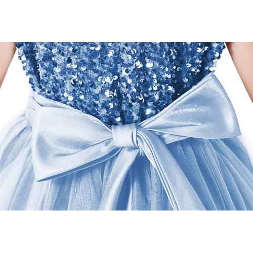 Flower Girl Dresses Wedding Bridesmaid Sequins Tulle Puffy Skirt Girls Birthday Party Pageant Gown Floor Length