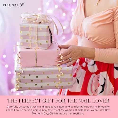 PHOENIXY 71 Pcs Gel Nail Polish Kit with U V Light, 55 Colours Gel Nail Kit with 5 Pcs Base Top Coat Manicure Starter Nail Polish Set Gifts for Women ST9019