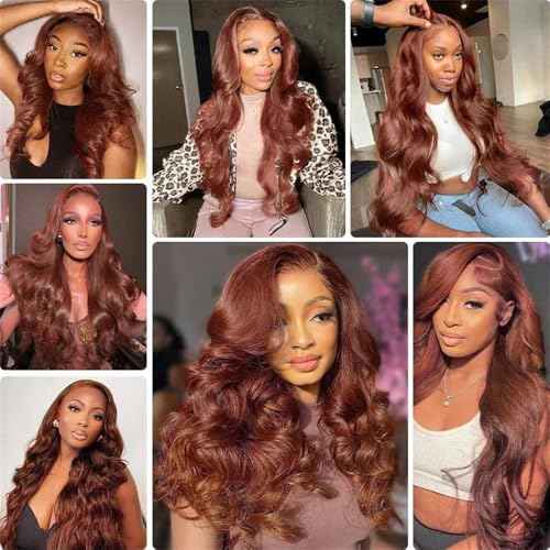 Reddish Brown 33 Human Hair Bundles 22 24 26 Inch Body Wave Bundles Human Hair Unprocessed 11A Brazilian Virgin Hair Weave 3 Bundles for Black Women
