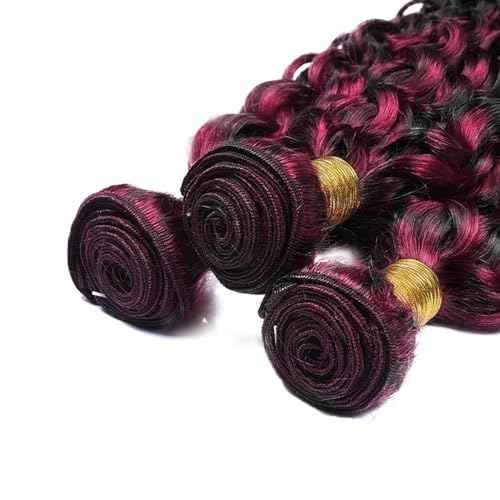 26 28 30 inch Human Hair Bundles P1B/99J Deep Wave Human Hair Bundles Brazilian Unprocessed Virgin Hair 3 Bundles Two Tone Black Mixed With Burgundy Quick Weave for Black Women