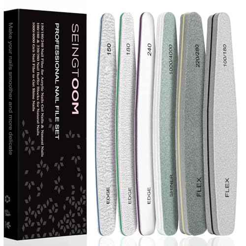 6pcs Nail File Nail Buffers for Natural Nails, Emery Boards for Nails, Nail Buffer and Shine Kit Nail Filer, Nail Buffer Block 100/180 Grit Nail Files Fingernail Files