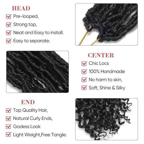 Faux Locs with Curly Ends 24 inch Faux Locs Crochet Hair 7 Packs Soft Locs with Curly Ends 12 Strands Pre looped Crochet Hair Extensions 1B