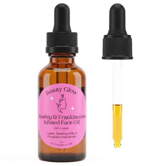 Frankincense Resin Infused Organic Castor & Rosehip Oils for Face Age Defying Miracle Facial Moisturizer Cold Pressed Serum Natural Skincare Hydrates Skin Moisturizing 1 Fl Oz