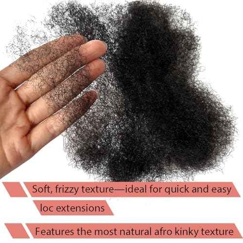 Tight Afro Kinky Human Hair for Dreadlocks,Ideal for Making Locs,Repair Extensions,Twist or Braids 2 Bundles/Package Natural Black #1B 20inch