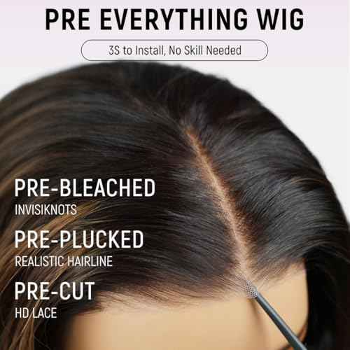 mscoco Bob Wig Human Hair 6¡¿5 Glueless Wigs Human Hair Pre Plucked Pre Cut 180% Density Closure Highlight Wig Human Hair for Black Women 1B/2/30 Wear and Go Honey Blonde Bob Wig 14inch