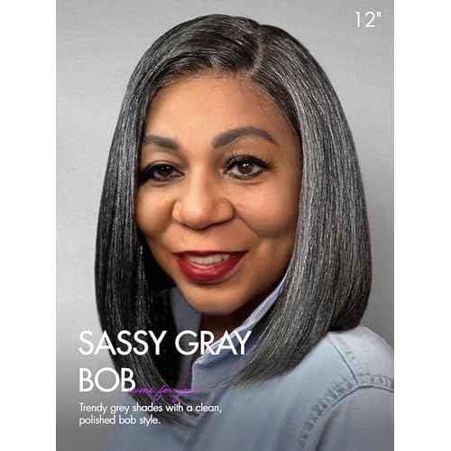 LUVME HAIR 12'' Grey Salt & Pepper Bob Wig Blunt Cut Bob Wig Pre Cut Glueless Wigs Glueless Lace Front 12 Inches Bob, Pre Cut Plucked Hd Lace Short Wig Ready To Go Natural Color Straight Side Part