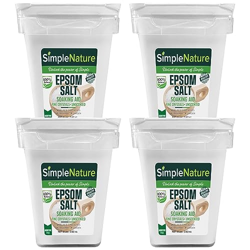 SimpleNature Epsom Salt (2 lbs) - Soaking Aid to Relieve Stress, Tight Muscles, Aches & More - USA Magnesium Sulfate USP