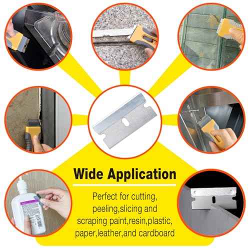 Great Andrew Single Edge Razor Blades, 200 Pack Straight Edge Razor Blade Safety Refills Blades Scraper for Box Cutting, Crafts, DIY, Heavy Duty & Industrial Use