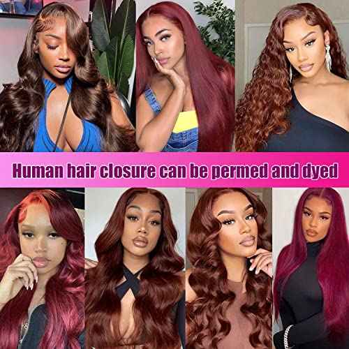 5x5 Closure Straight Human Hair 5x5 Hd Transparent Lace Closure 12A Virgin Human Hair Hd Lace Closure Pre Plucked With Baby Hair Natural Black Color(18inch)