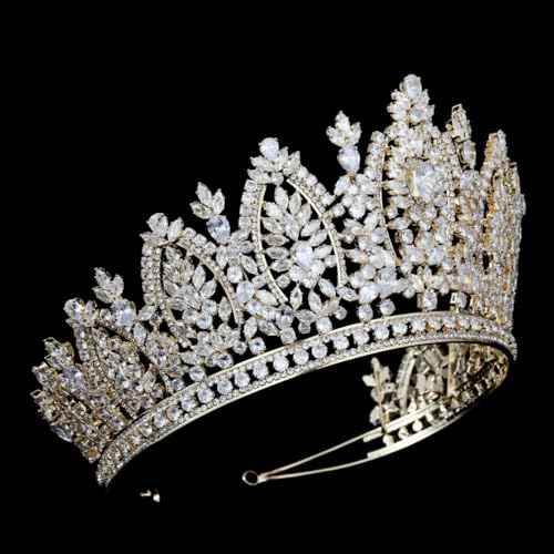 QXMYOO Large Wedding Crowns Cubic Zirconia Sweet 16 Birthday Prom Quinceanera Tiaras for Women CZ Crystal Bridal Headpieces
