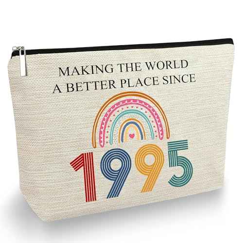 30th Birthday Gifts For Her, Women - Gifts for 30th Birthday - Mothers Day Bags For Woman - 30 th Bday Decorations For Sister, Female, Friends - 1995 Canvas Makeup Bag - Turning 30 th Gift