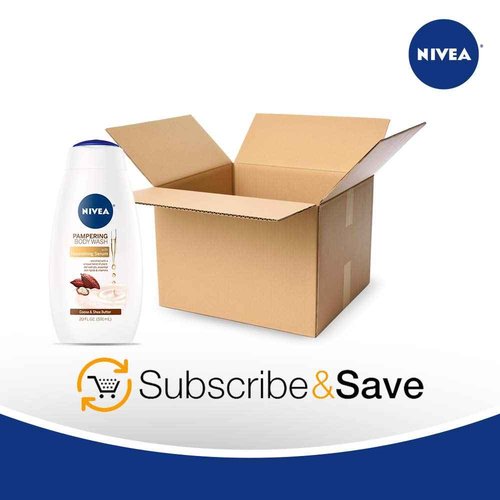 Nivea Cocoa and Shea Butter Pampering Body Wash with Nourishing Serum, 20 Fl Oz Bottle (Pack of 3)