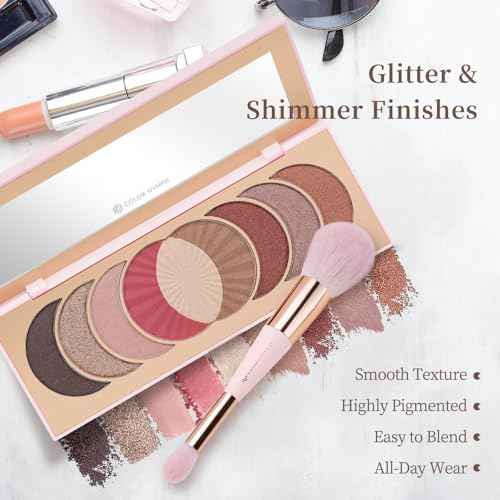 Color Nymph Naked Eyeshadow & Blush Palette Set?Highly Pigmented Blush Highlighter Bronzer Makeup Palettes?Travel Friendly Shimmer Powder Face Pallet