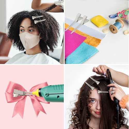 100pcs 1.77inches rust-proof metal alligator clip with a Clear Plastic Box, Styling, Hair Styling, Curling Clip, Hair Coloring, DIY Aaccessories, Items Fixed, Silver.