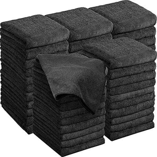 Shimeyao 48 Pack Bleach Proof Towels Microfiber Absorbent Bleach Resistant Hair Quick Dry Towels Bulk for Gym Bath Spa Home Hair Drying, 16 x 27 Inches (Black)