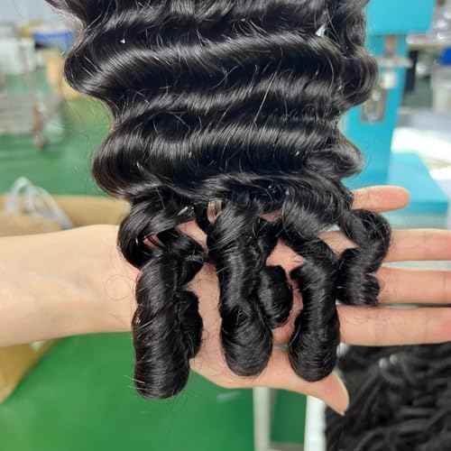 Lemoda 5x5 HD Lace Closure Burmese Loose Deep Wave Curly 20Inch HD Transparent Lace Frontal Closure 100% Virgin Human Hair Lace Frontal Closure Free Part Natural Black Spriral Curly Ends