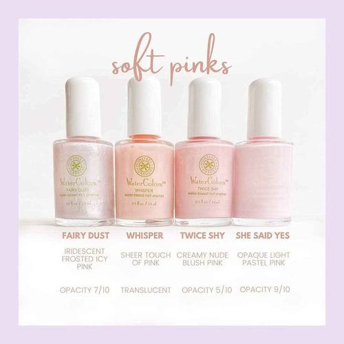 Honeybee Gardens WaterColors Nail Enamel + Endure Primer/Sealer Bundle (Fairy Dust - Very Light, Iridescent Pink)