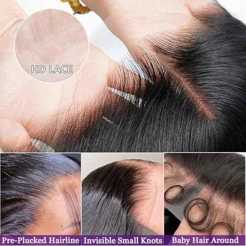 Straight Lace Front Wigs Human Hair 200% Density 13x6 HD Lace Front Wigs for Black Women 28inch Pre Plucked with Baby Hair Transparent Glueless Straight Lace Frontal Wigs Natural HairLine